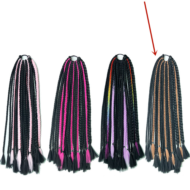 Female Braided Hair African Braids Hip Hop Colorful Wig Black Golden Brown - Shop at LoveMi