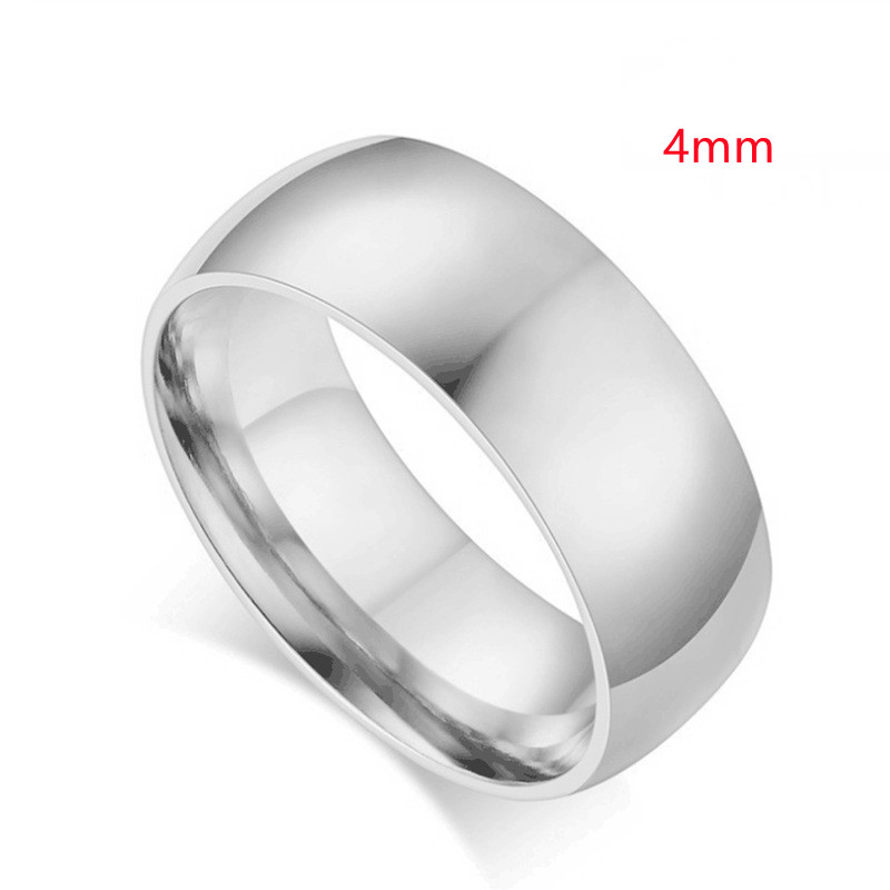Ornament 4 6 8mm Glossy Simple Bracelet Stainless Steel Couple Ring European And American Men's Titanium Steel Ring