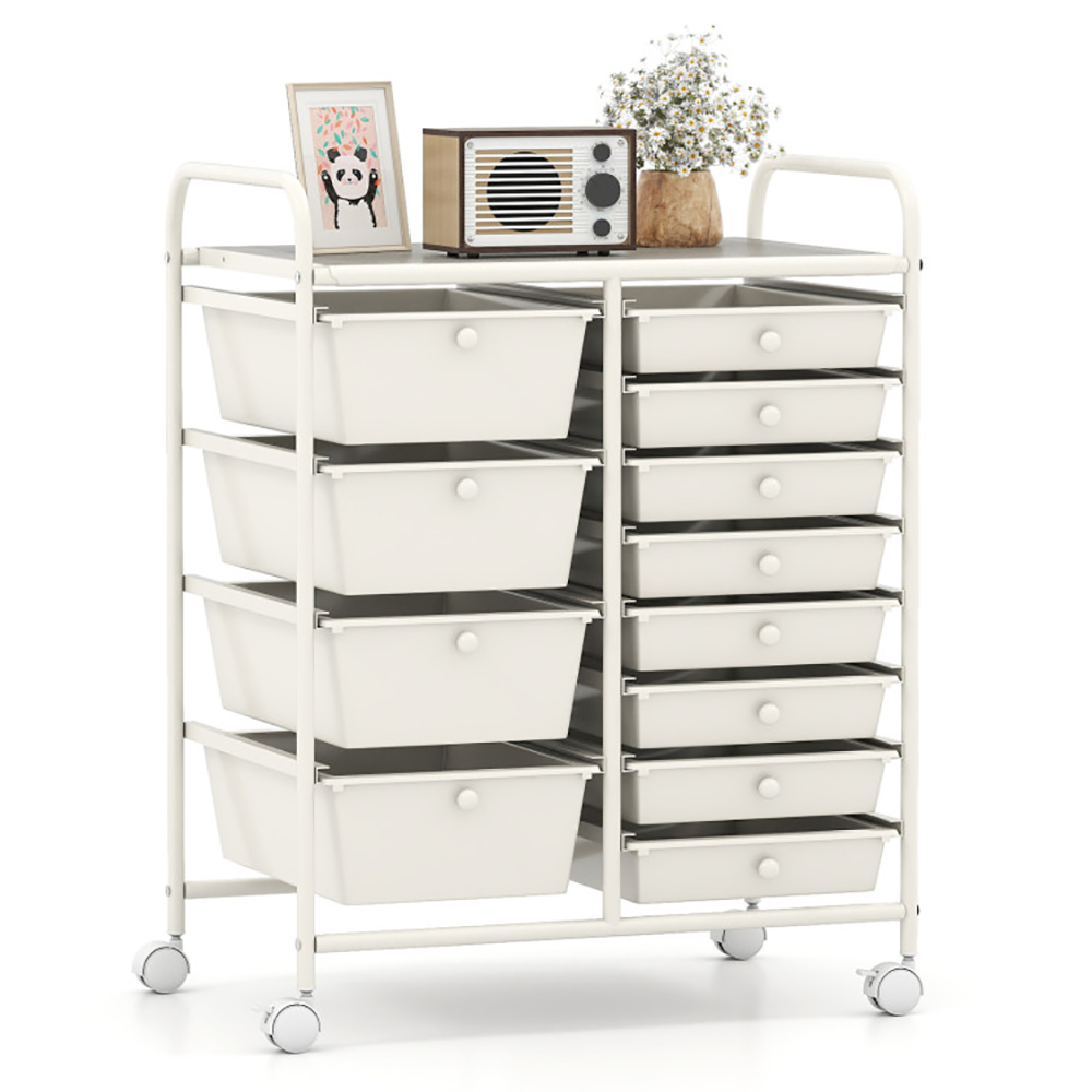 12-Drawer Utility Rolling Cart With Drawers Multi-Use Storage_voghion.com