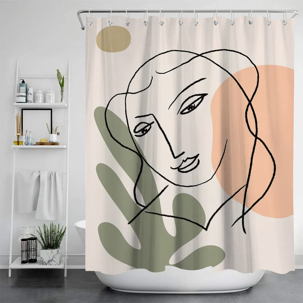 Waterproof And Mildew Proof Shower Digital Perforation-free Printed Bathroom Curtain - 8 Style
