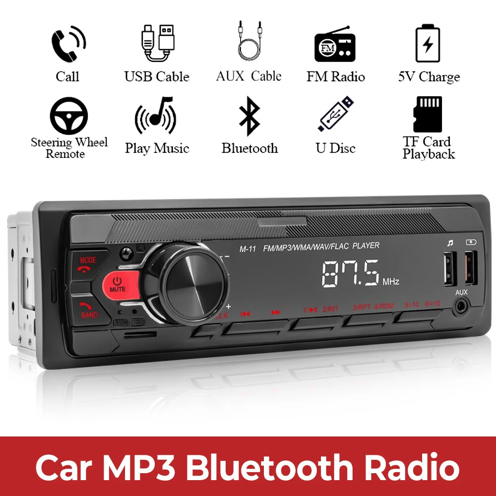 Single Din Car Stereo Radio Bluetooth MP3 Player In Dash Head Unit FM USB AUX SD 2