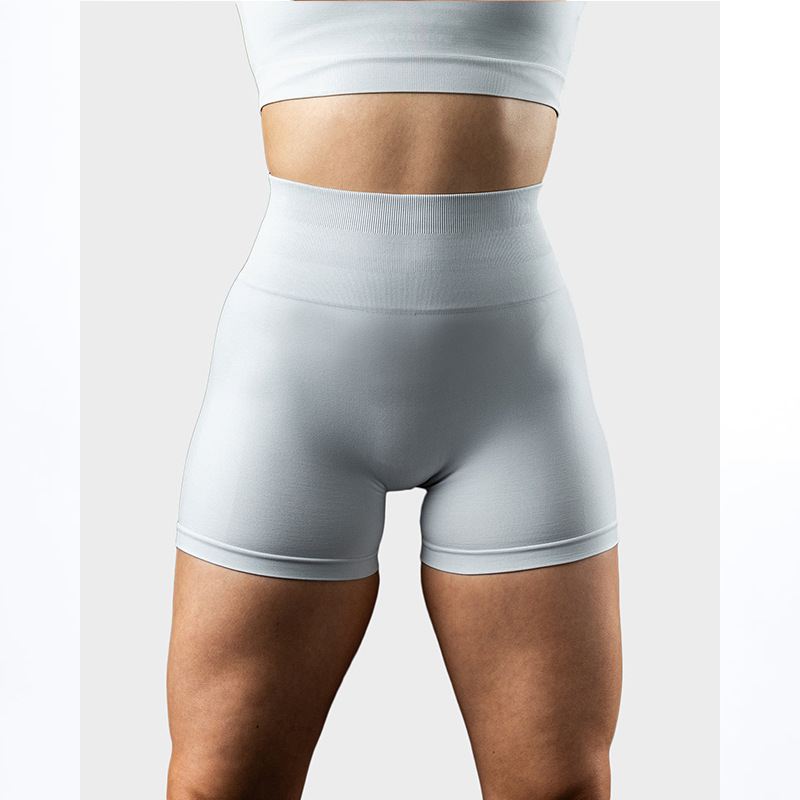 Sports Slim Hip Lift Elastic Tight High Waist Fitness Shorts Grey - Shop at LoveMi