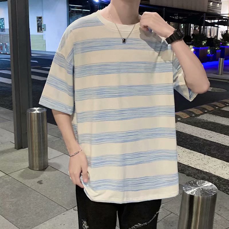 Couple Cotton Striped Short Sleeves