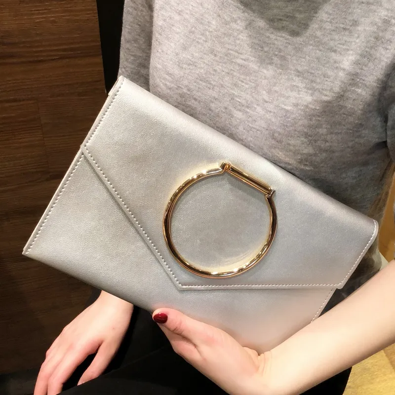 Feminine Large Capacity Shoulder Crossbody Clutch - Silver