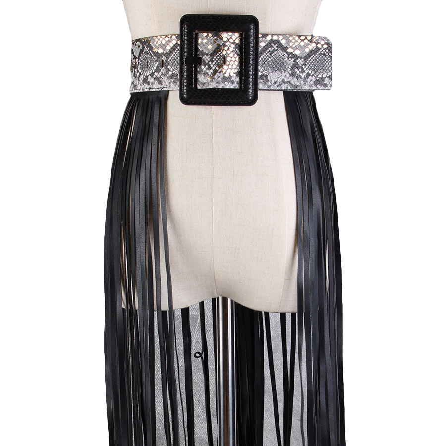 Title 5, Fringed Belt Wild Snakeskin Pattern Decorative ...