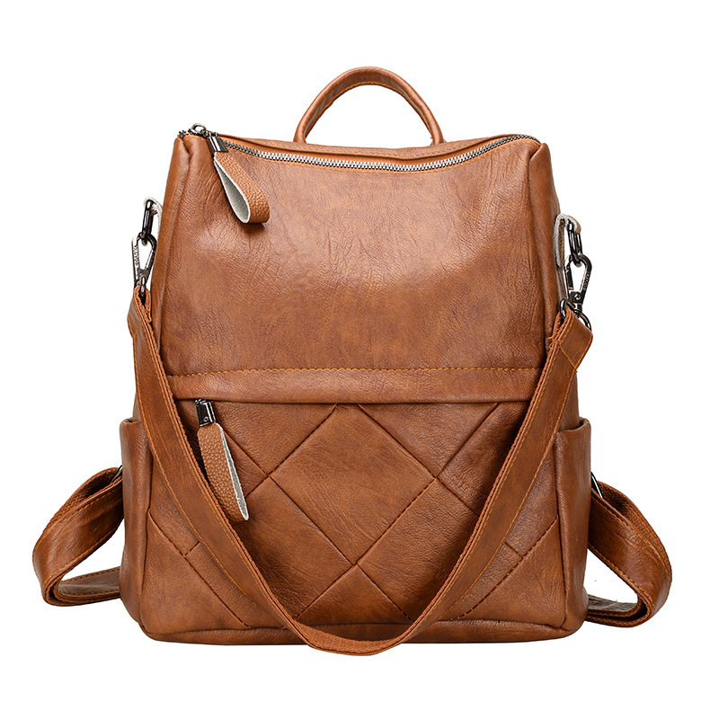 Title 1, Retro Ladies Plaid Backpack Texture Shoulders