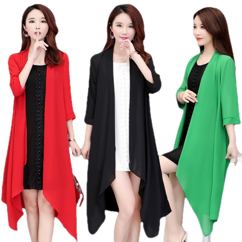 Title 6, Summer Chiffon Shirt Mid-length Ultra-thin Coat