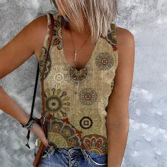 Fashion Ladies Sleeveless V Neck Vest - Light Green - View 1