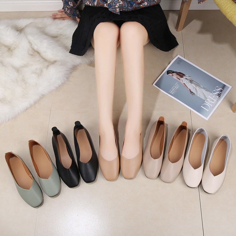 Women's Autumn Fashion Low-cut Square Toe Vintage Flat Shoes