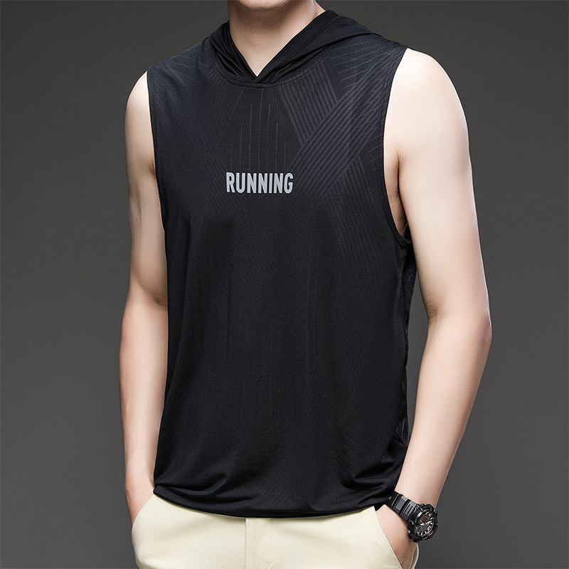 Title 4, Mens Hooded Fitness Running Vest Sleeveless T-...