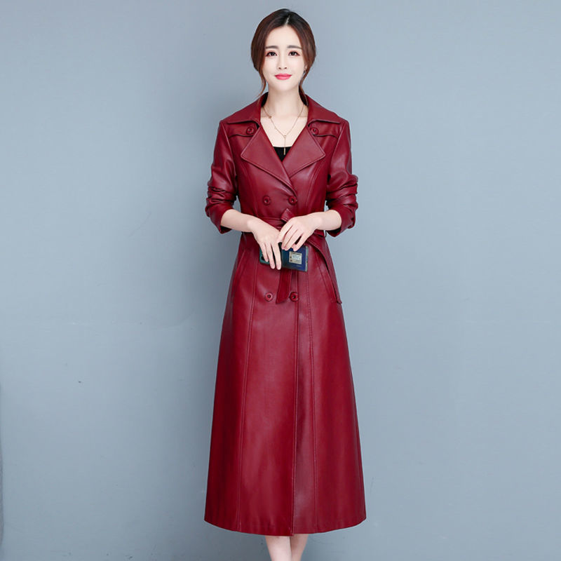 Women's Mid length Slim Genuine Leather Jacket Wine - Shop at LoveMi