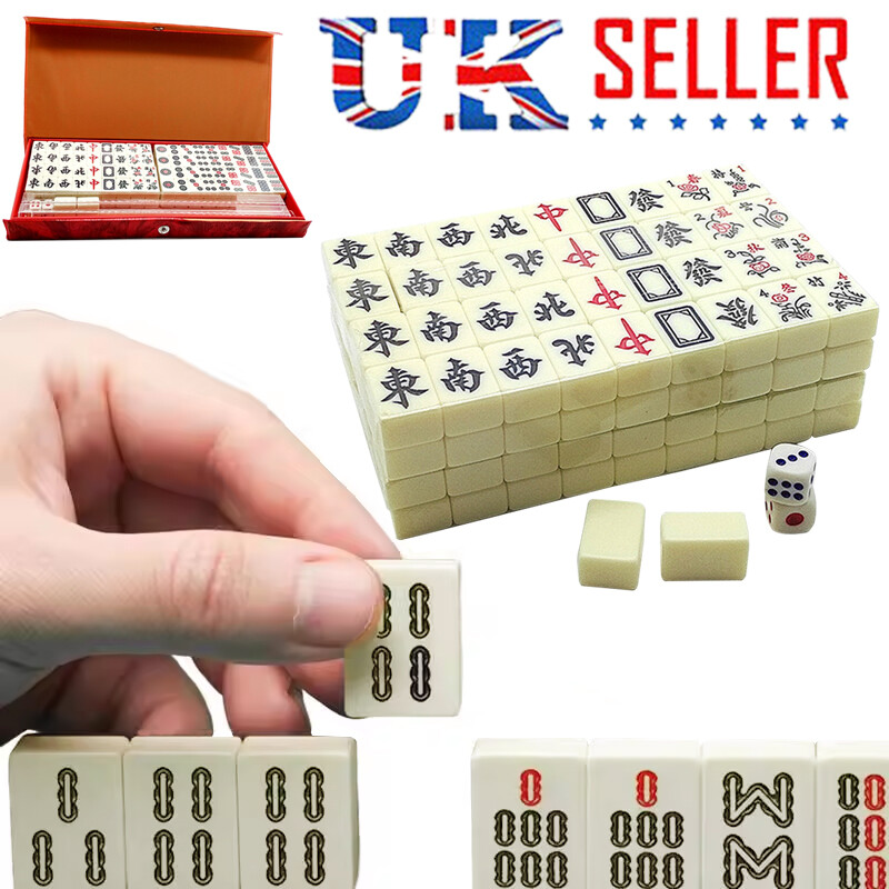 Vintage Chinese Mahjong Set Traditional 146 Tiles Game W Case Box