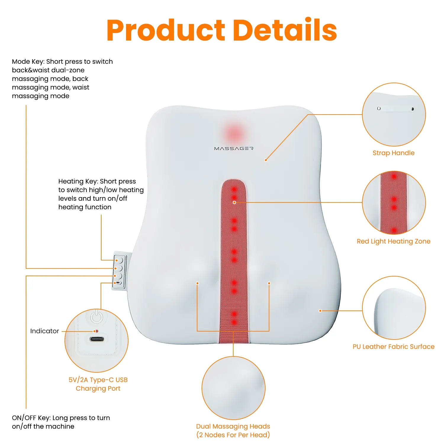 Shiatsu Back Massager 3D Deep Tissue Kneading