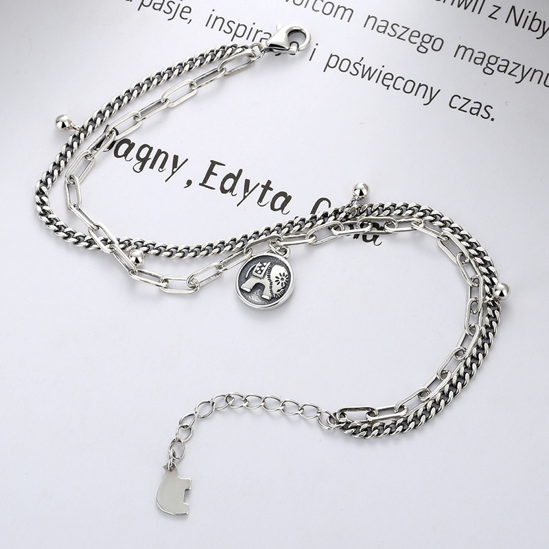 Round Badge Female Auspicious Elephant Bracelet