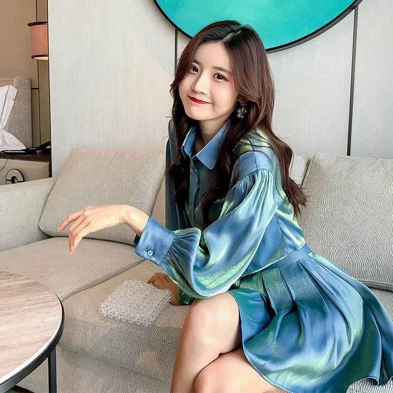 Temperament Shirt Women High Waist Skirt Two-piece