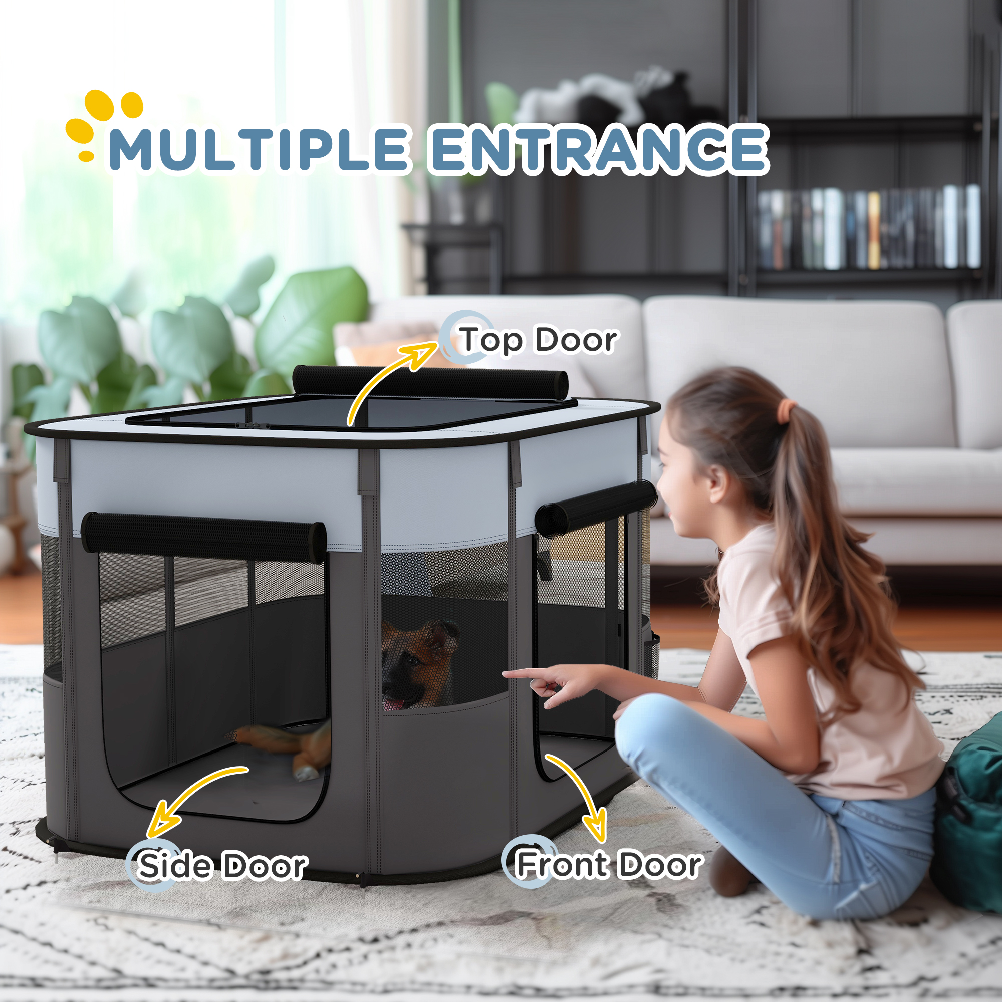 Foldable Dog Fence With Storage Bag, Suitable For Indoor And Outdoor Use detail photo 11