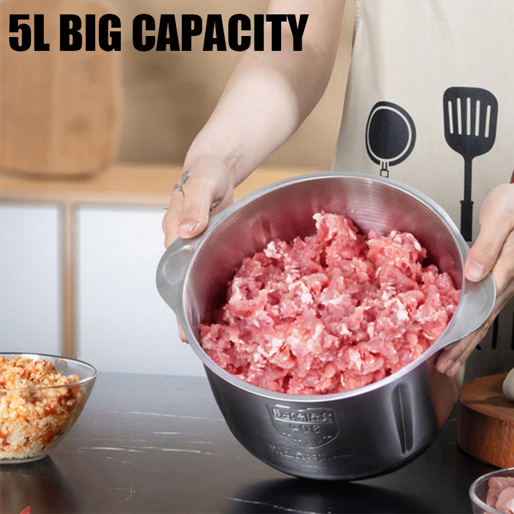 Electric Meat Grinder Mincer With Glass & Stainless Steel Containers Mixer Home — image 11