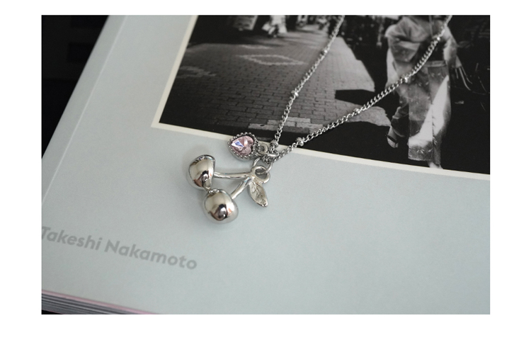Little Cherry Rhinestone Love Necklace Wild Clavicle Chain Ins Niche Cold Wind Fashion Accessories
