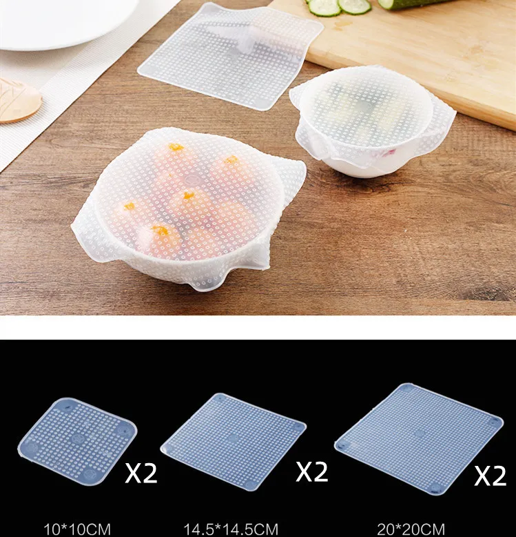 Food Reusable Silicone Stretch Cling Film Saran Wrap Kitchen Microwave Oven Fridge Seal Bowl Cover Pad Kitchen Tools – image 6