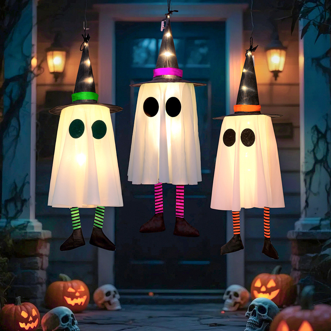 New Product Halloween Wizard Hat Ghost Hanging Ghost LED Light String Pendant, A Scary Atmosphere Indoor Decoration And Ornament