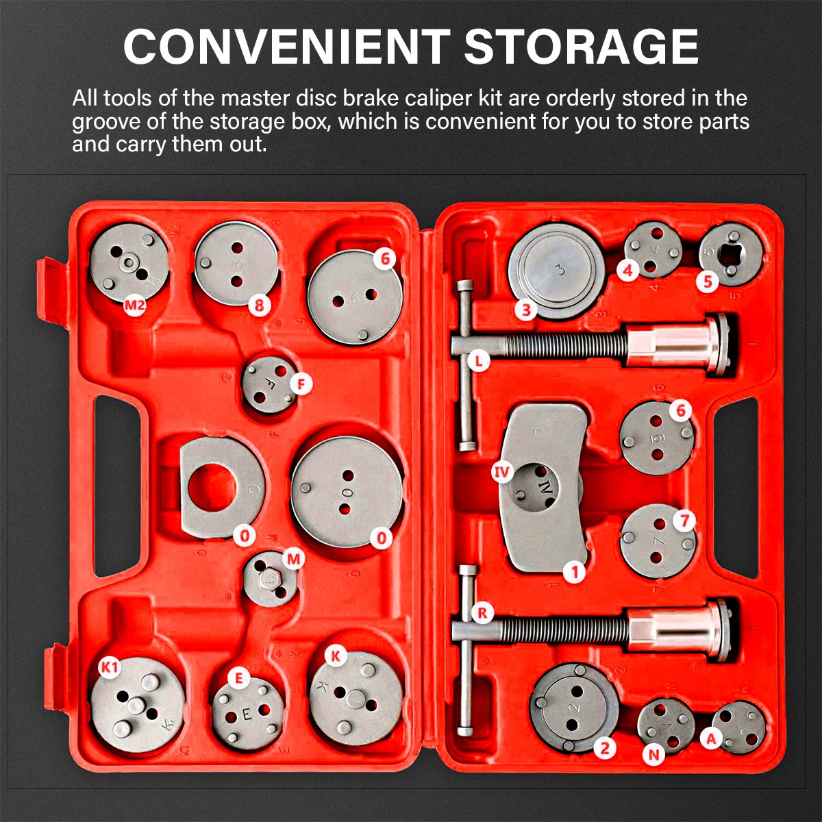 23x Auto Car Universal Disc Piston Caliper Brake Rewind Wind Back Tool Kit Set - Image 11