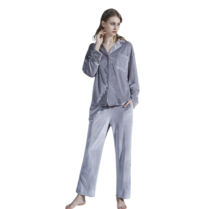 Title 1, Long Sleeve Suit Lapel Soft Loose Simple Homewear