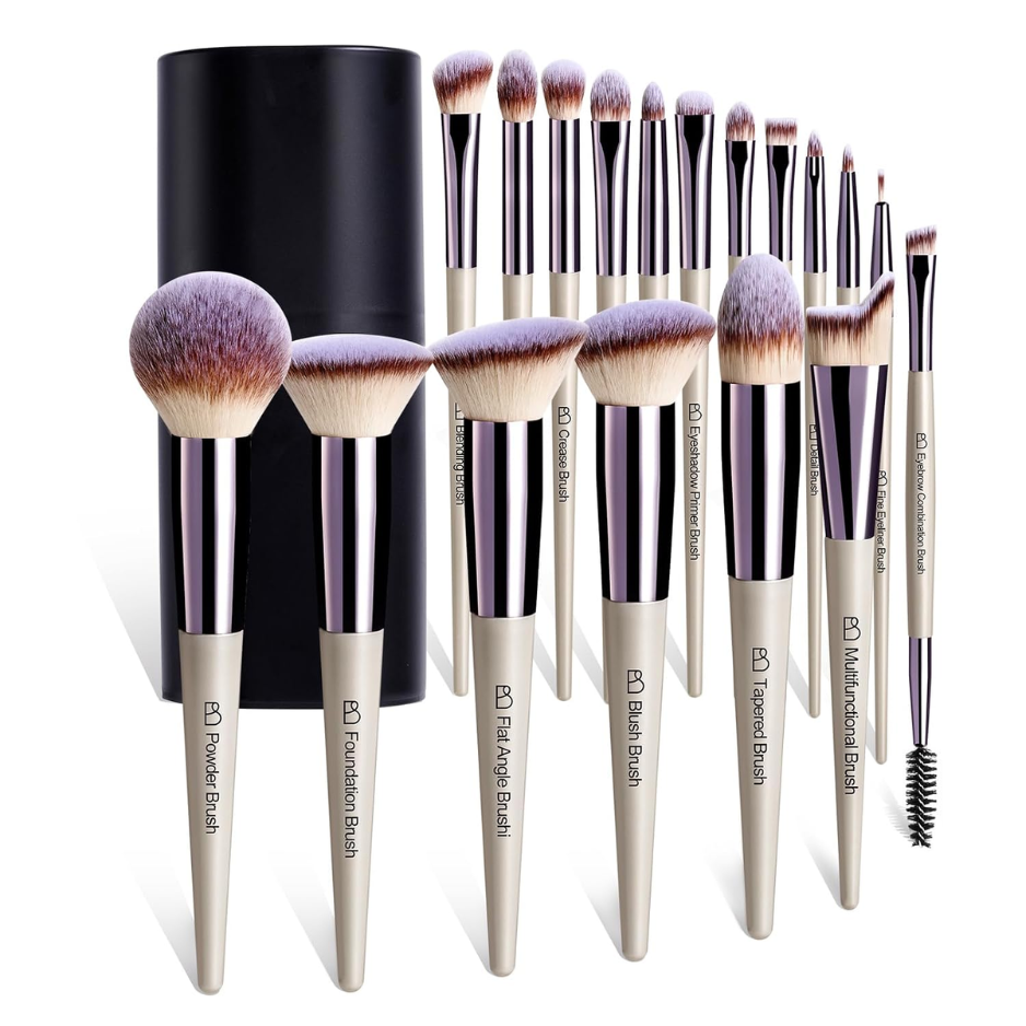 18PCS Professional Makeup Brush Set, Foundation, Powder, Concealer, Eyeshadow & Blush Brushes With Black Storage Case