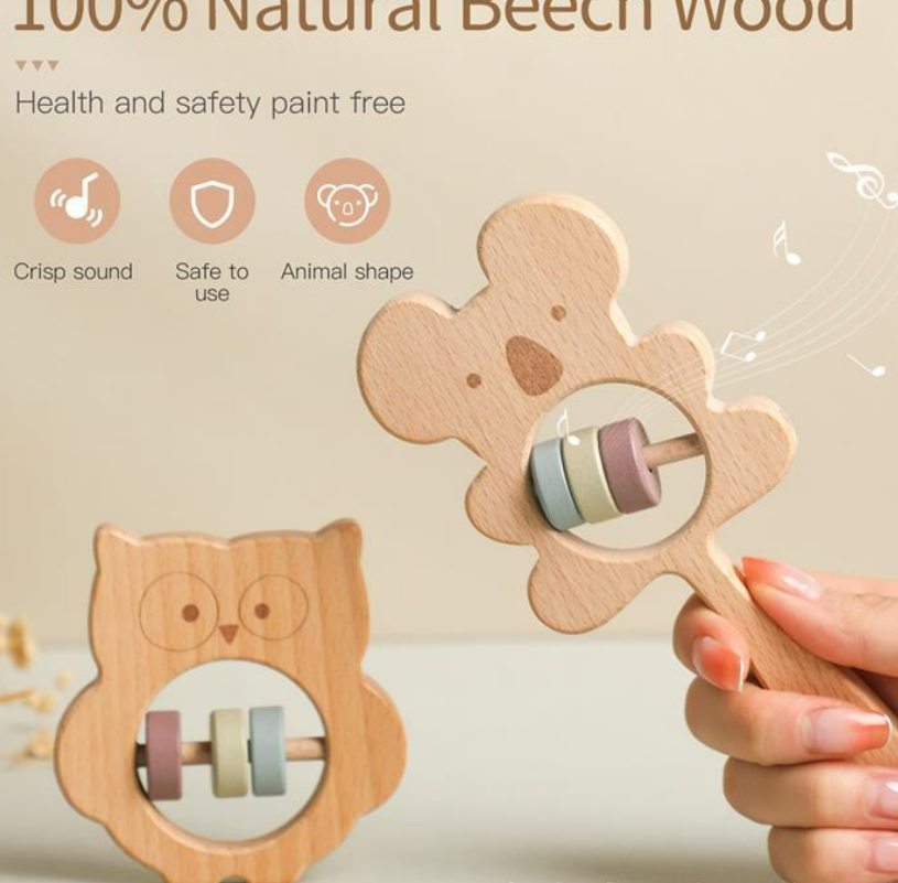 Title 5, Hand-held Rattle DIY Soothing Wooden Toys For B...