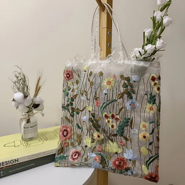 Hand Embroidered Flower Shoulder Bag Hand Lace Red - Shop at LoveMi