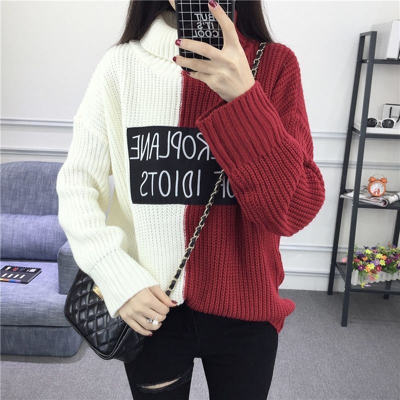 Title 2, High-Neck Thick Sweater Girl Student Korean Sty...