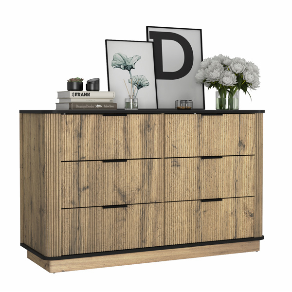 Modern Multi-functional Six-drawer MDF Cabinet,The perfect combination of rounded corners and multifunctional design, with Product Dimensions of 47.2*15.7*29.6 Inches. -32