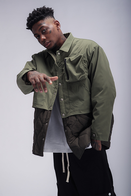 High Street Autumn And Winter Tooling Casual Stitching Cotton Coat