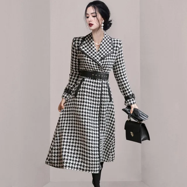 Western Style Lapel Waist Waist Fashionable Long Coat Black - Shop at LoveMi