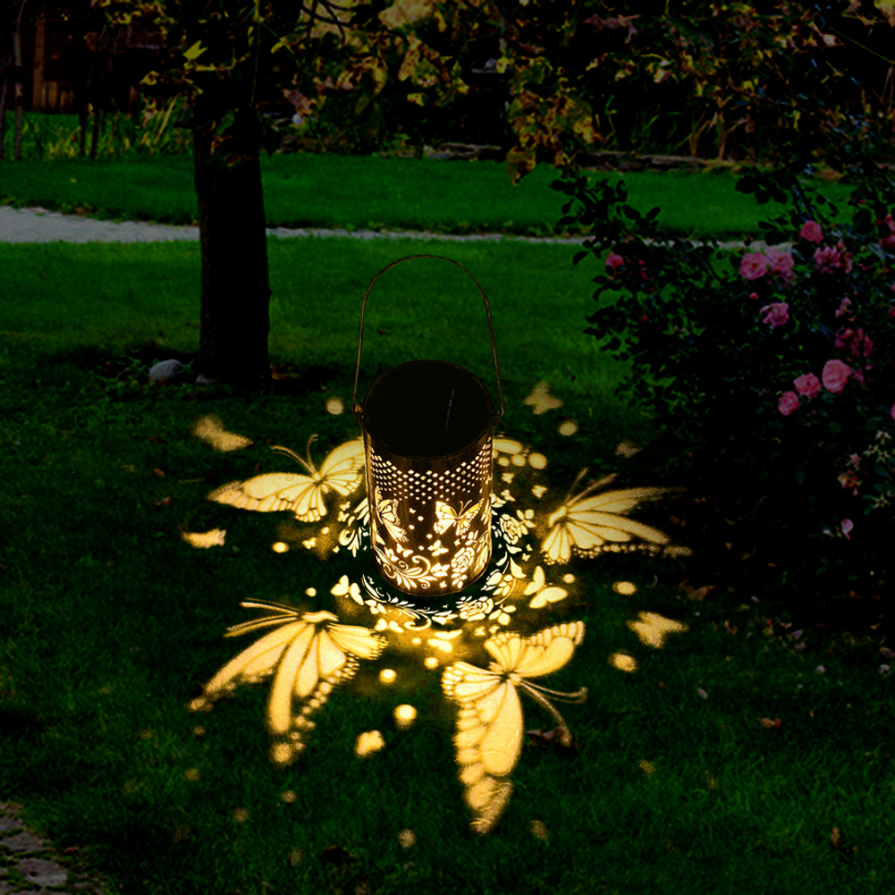 Outdoor Pluggable Or Hanging Iron Solar Butterfly Projector Lamp — foto 2