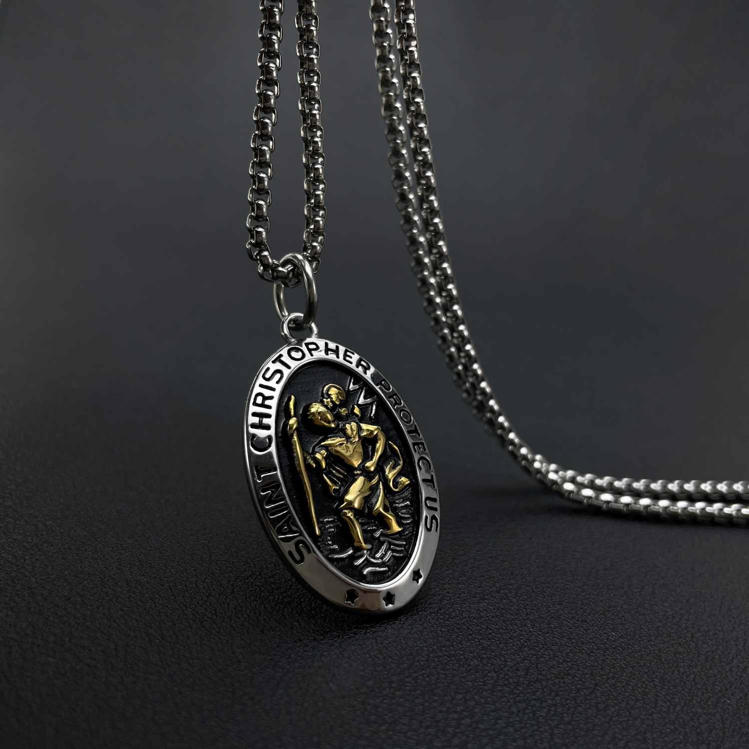 St. Michael Erzengel Anhänger Halskette Titan Stahl Herren Religiöser Schmuck - Bild 7 von 7