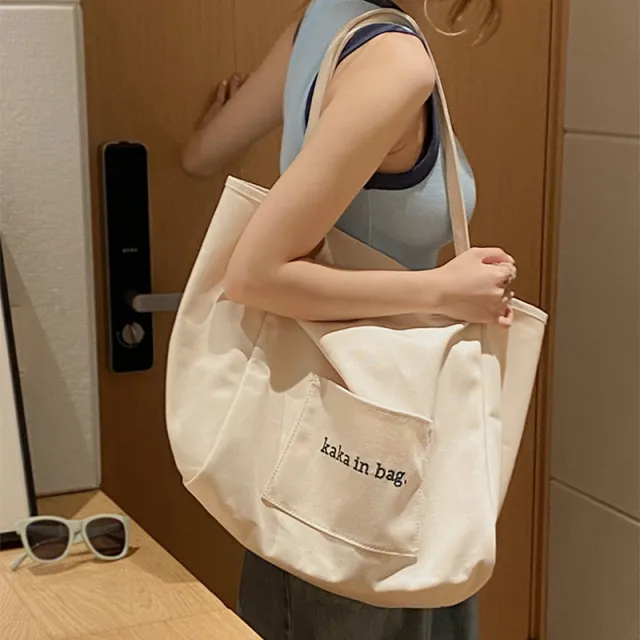 Ins Large Capacity Bag Shopping Bag Fashion Totes Versatile Shoulder Bag Beige - Shop at LoveMi
