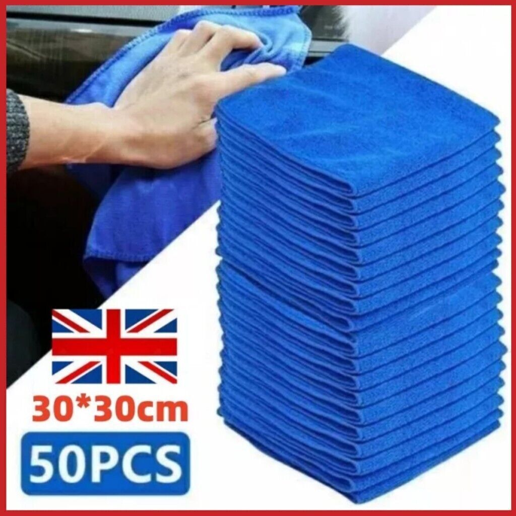 50X LARGE MICROFIBRE CLEANING AUTO CAR DETAILING SOFT CLOTHS TOWEL DUSTER WASH - Image 1