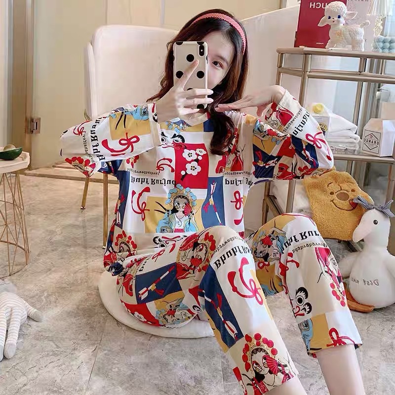 Title 10, Korean Style Pajamas Female Cute Long-sleeved T...