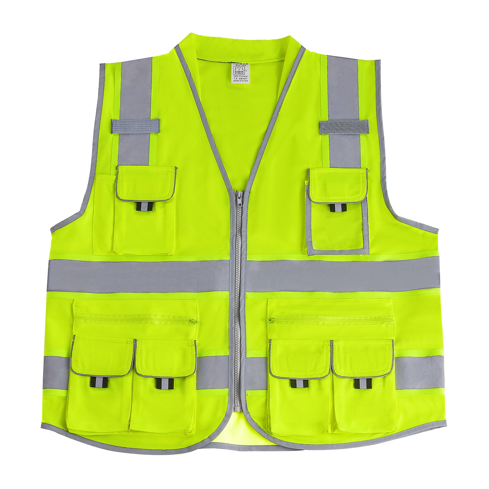 Safety Vest Reflective Yellow Work Vest With 10 Pockets For Men & Women image 6