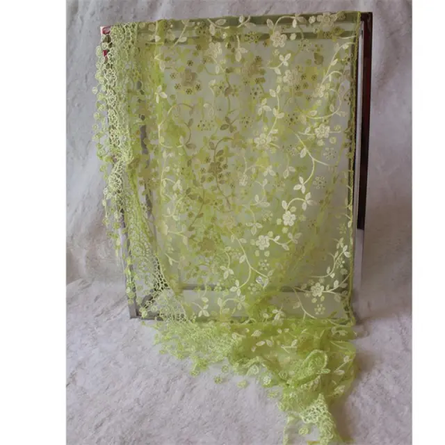 Fashion Hollow Lace Rose Burnt Triangle Silk Scarf Green - Shop at LoveMi