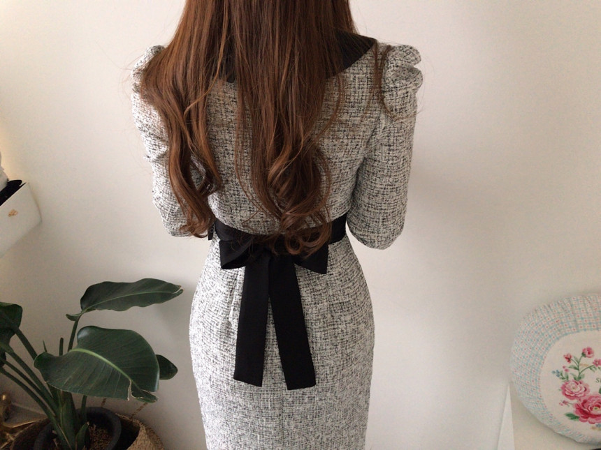 Women's Slim And Thick Long Tweed Dress