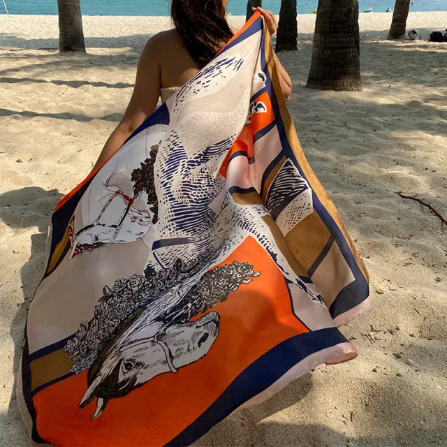 Fashion Splicing Key Ladies Simulation Silk Scarf Horse - Shop at LoveMi