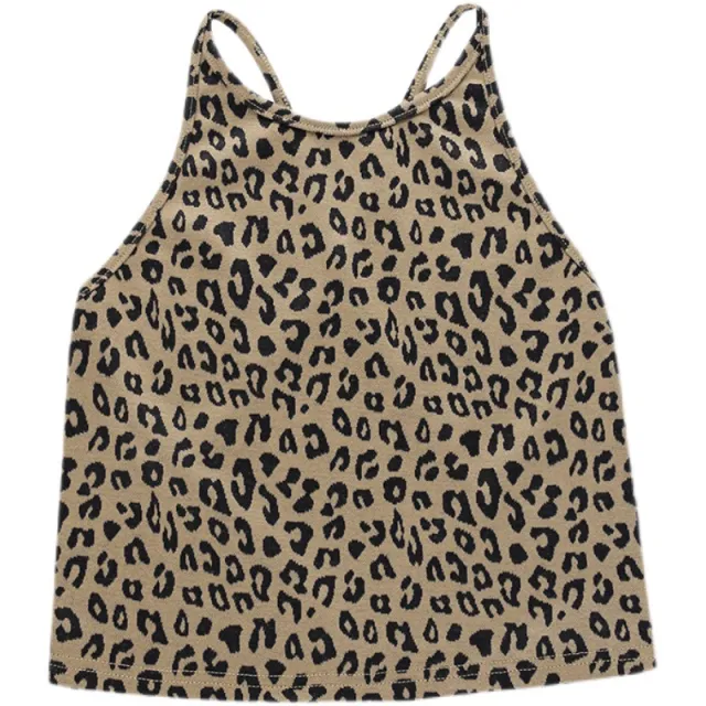 New European And American Fashion Leopard Print Halter Strap Vest Brown - Shop at LoveMi