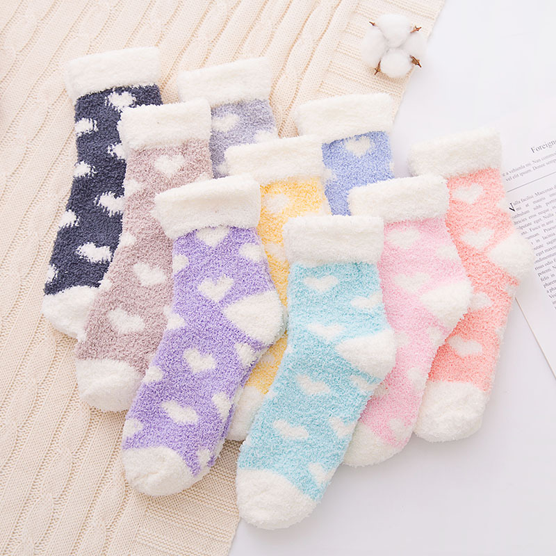 Title 12, Sweet half fleece home sleep socks, soft and wa...