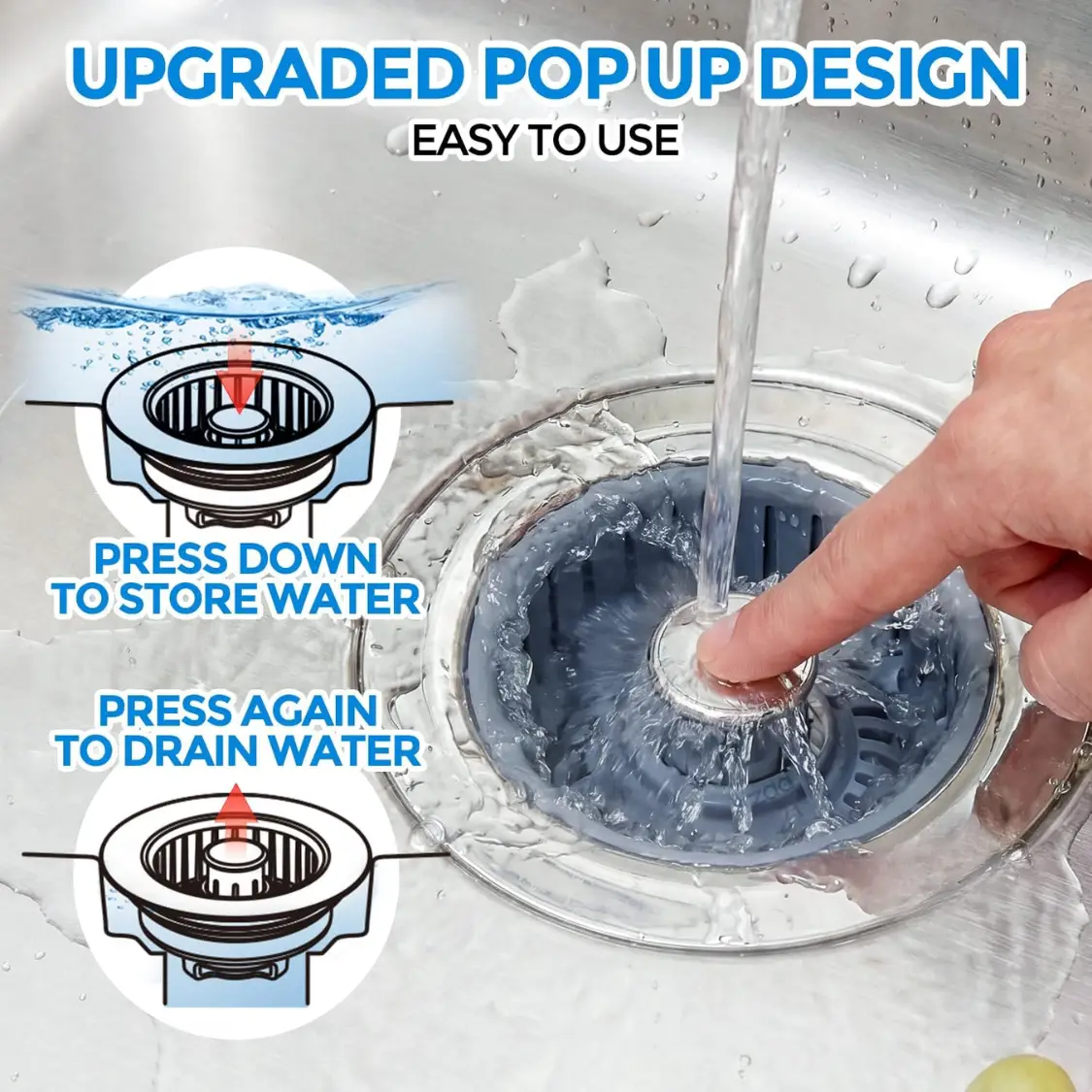 Sink Drain Strainer Sink Stopper Kitchen Drain, 3 In 1 Kitchen Sink Drain Strainer With Anti Clogging Basket Kitchen Gadgets Clearance Sink Accessories, Fit US