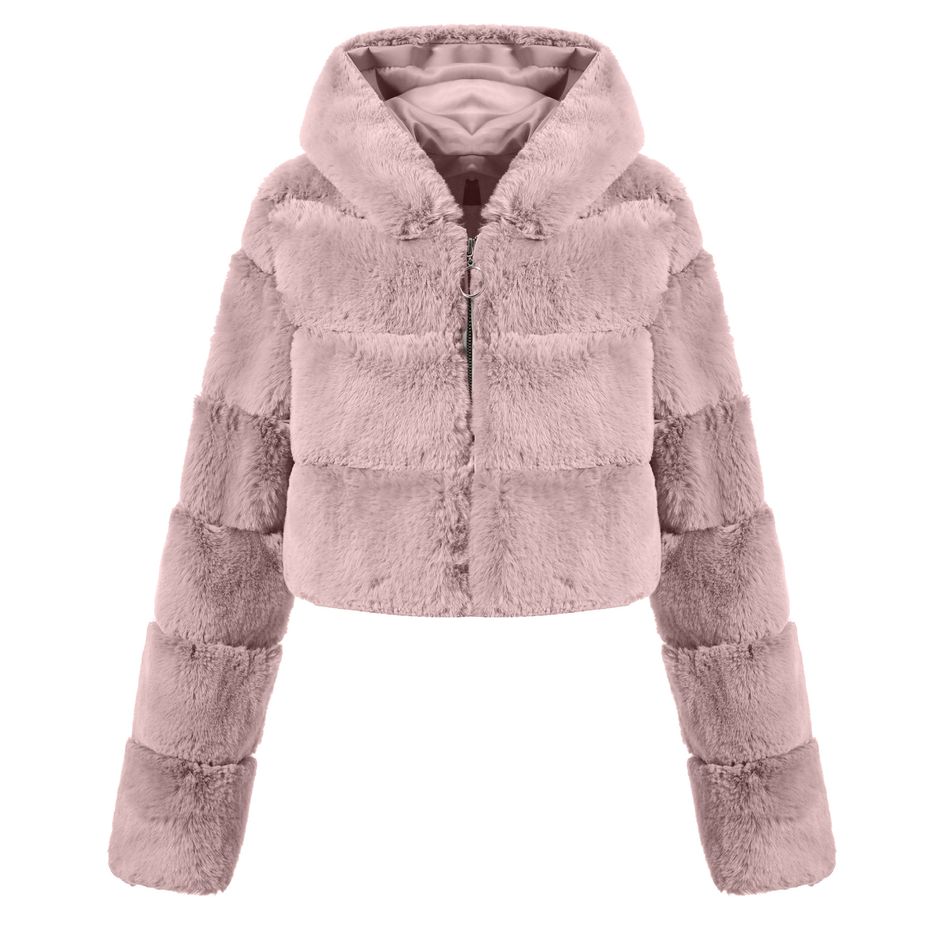 Solid Color Faux Fur Coat Jacket Fashion Pink - Shop at LoveMi