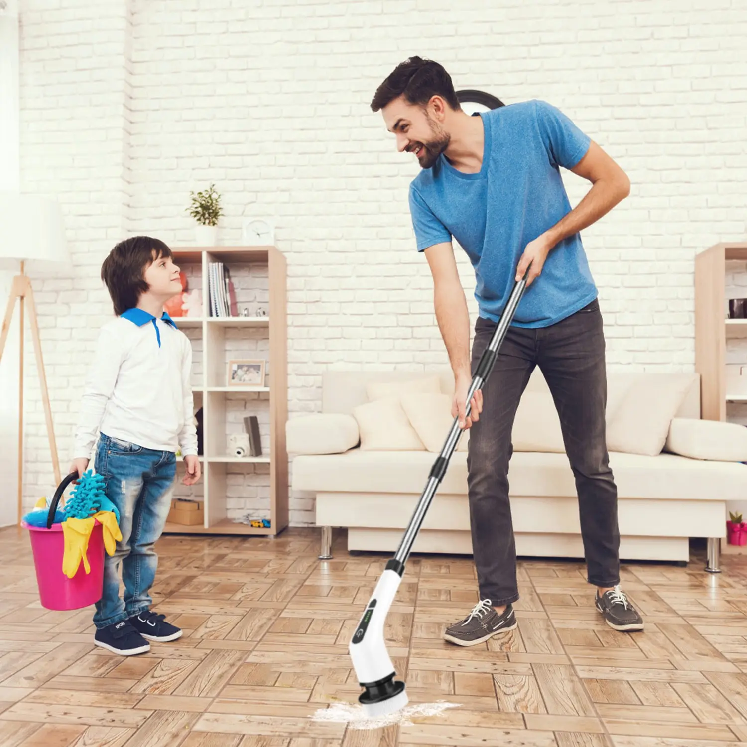 Electric Spin Scrubber Cordless Rechargeable Telescopic Cleaning