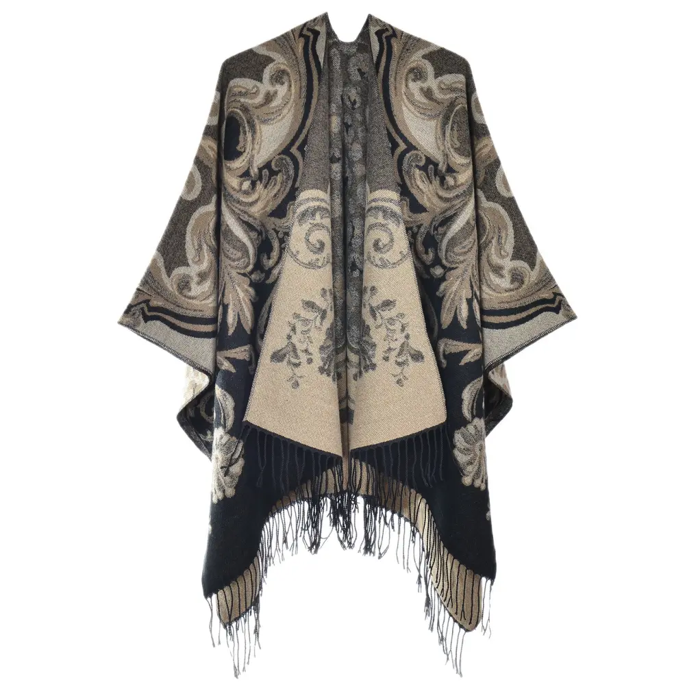 Women's Thick Tassel Jacquard Knit Shawl