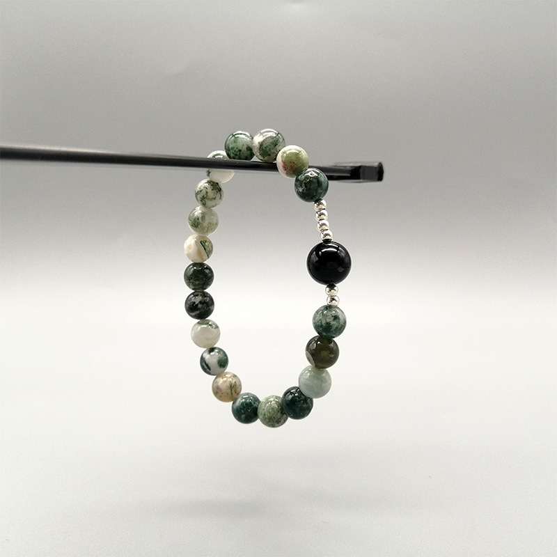 Title 1, Natural Water Plants Agate Bracelet Silver Acce...