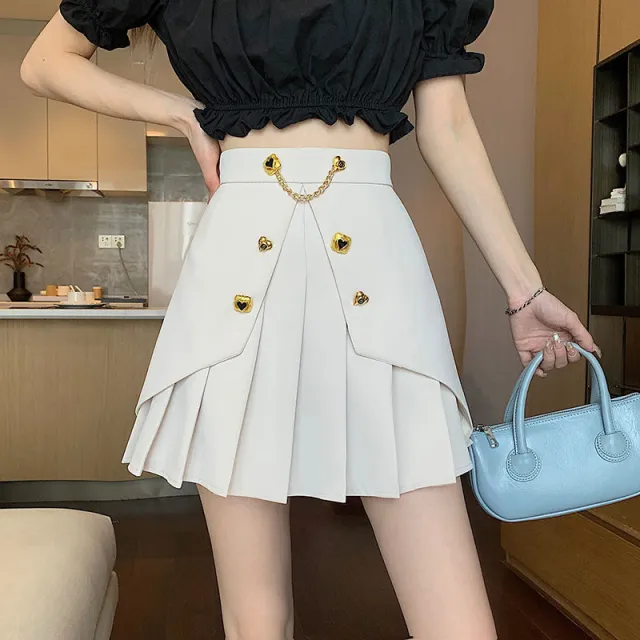 Women's Fashion Versatile High Waist Slim A Line Short Skirt Apricot - Shop at LoveMi